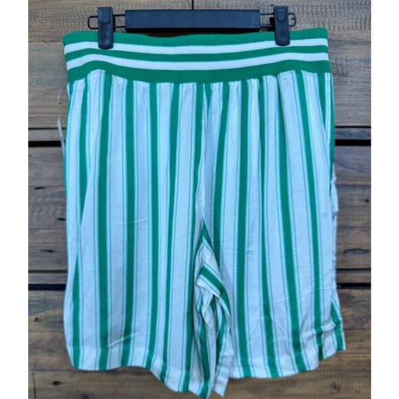 ANTHROPOLOGIE NWT Silky Bermuda Boxer Shorts Green-White Women's Sz S - Picture 4 of 10